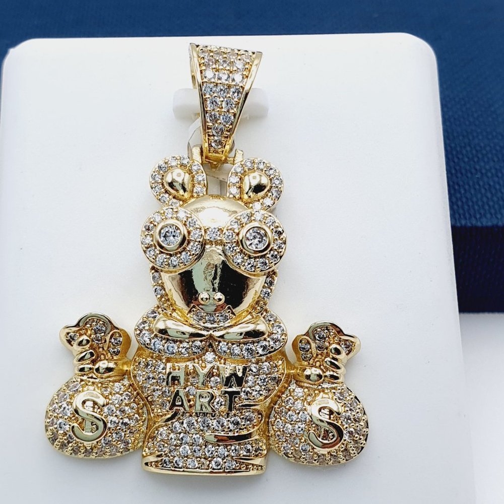 "14K Gold Plated Cubic Zircon Pendant, INUS1BR224